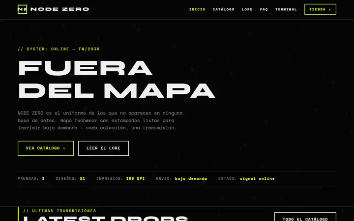 Captura de la tienda NODE ZERO